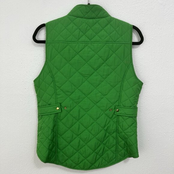 Crown & Ivy Women's Quilted Vest Size M Green Zip Snap Adjustable Classic - Picture 6 of 8